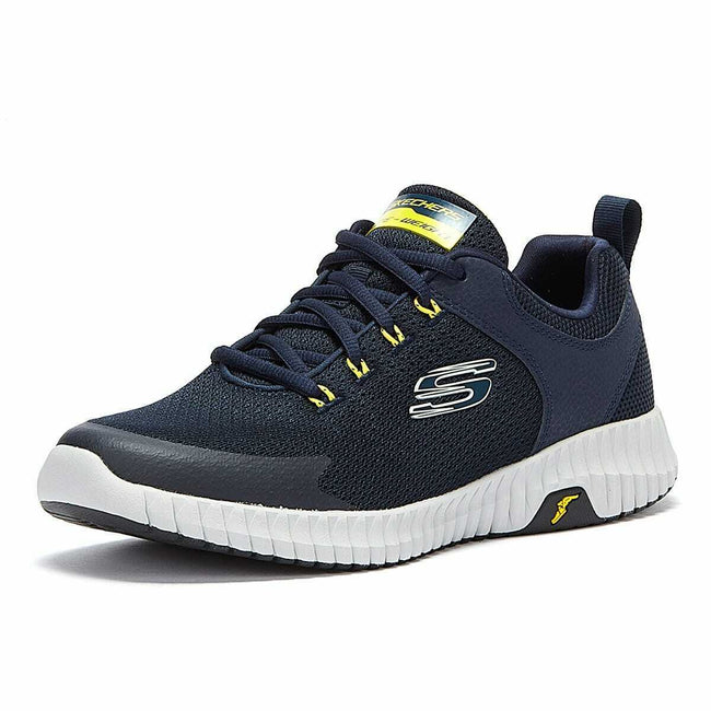 Navy-Yellow - Close up - Skechers Mens Elite Flex Prime Take Over Trainers
