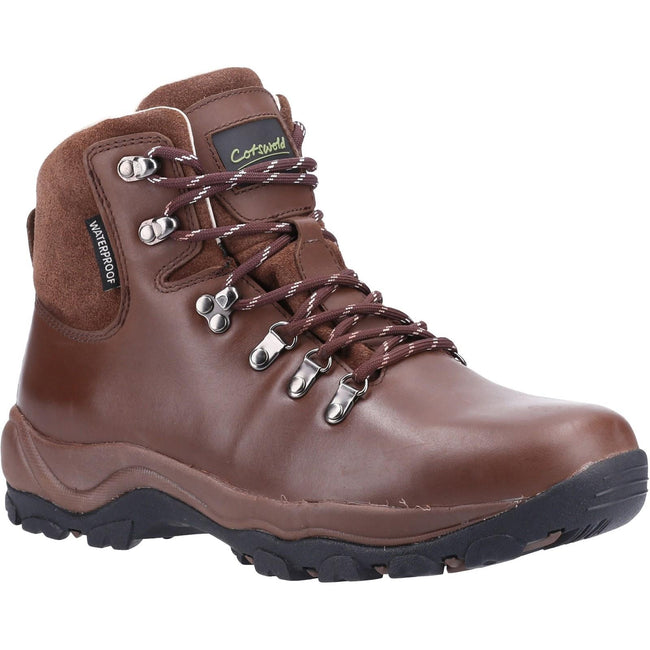 Brown - Front - Cotswold Mens Barnwood Leather Hiking Boots