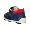 Navy-Red - Side - Geox Boys New Balu Leather Trainers