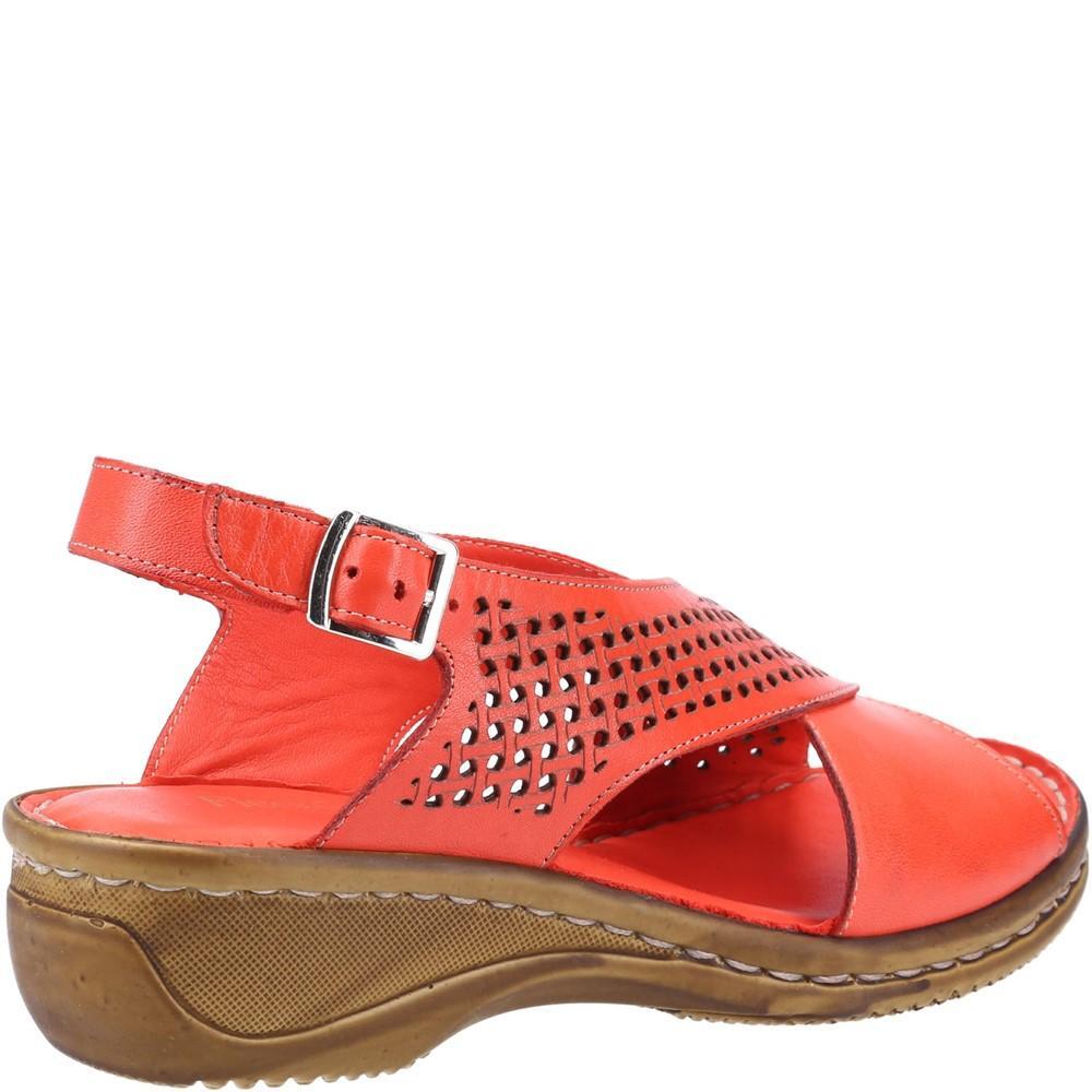 Red - Side - Fleet & Foster Womens-Ladies Judith Open Toe Leather Sandals