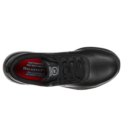 Black - Side - Skechers Womens-Ladies Marsing Gmina Slip Resistant Leather Trainers
