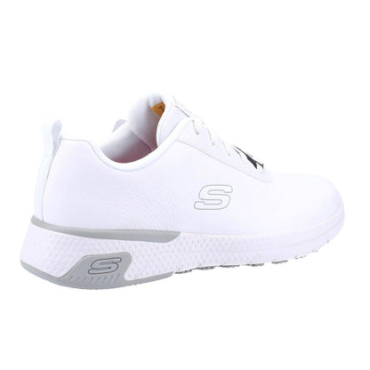 White - Side - Skechers Womens-Ladies Marsing Gmina Slip Resistant Leather Trainers