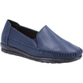 Navy - Front - Fleet & Foster Womens-Ladies Shirley Leather Loafers