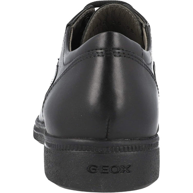 Black - Side - Geox Boys Federico Leather School Shoes