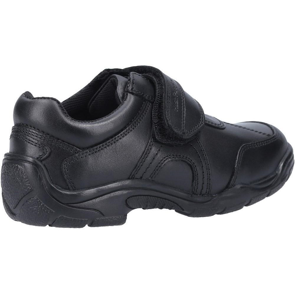 Black - Side - Hush Puppies Boys Arlo Senior Leather School Shoes