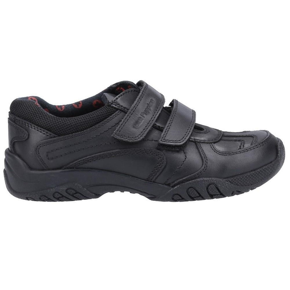 Black - Back - Hush Puppies Boys Jezza 2 Leather School Shoes