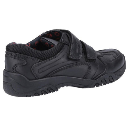 Black - Side - Hush Puppies Boys Jezza 2 Leather School Shoes