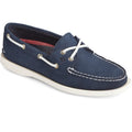 Navy - Front - Sperry Womens-Ladies Authentic Original Leather Boat Shoes