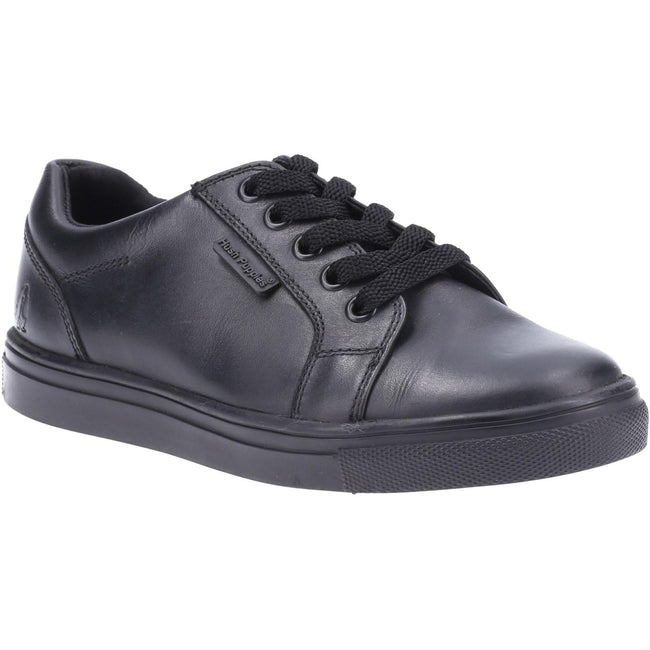 Black - Front - Hush Puppies Boys Sam Leather School Shoes