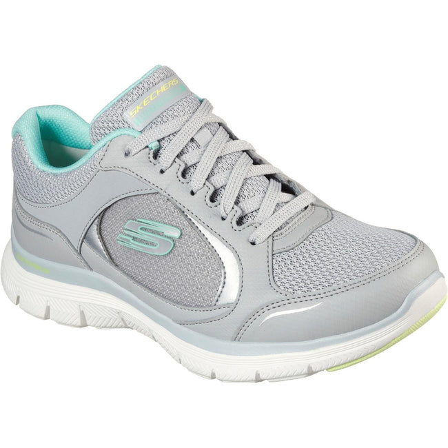 Grey-Turquoise - Front - Skechers Womens-Ladies Flex Appeal 4.0 True Clarity Trainers