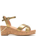Gold - Back - Hush Puppies Womens-Ladies Maya Quarter Leather Wedge Sandals