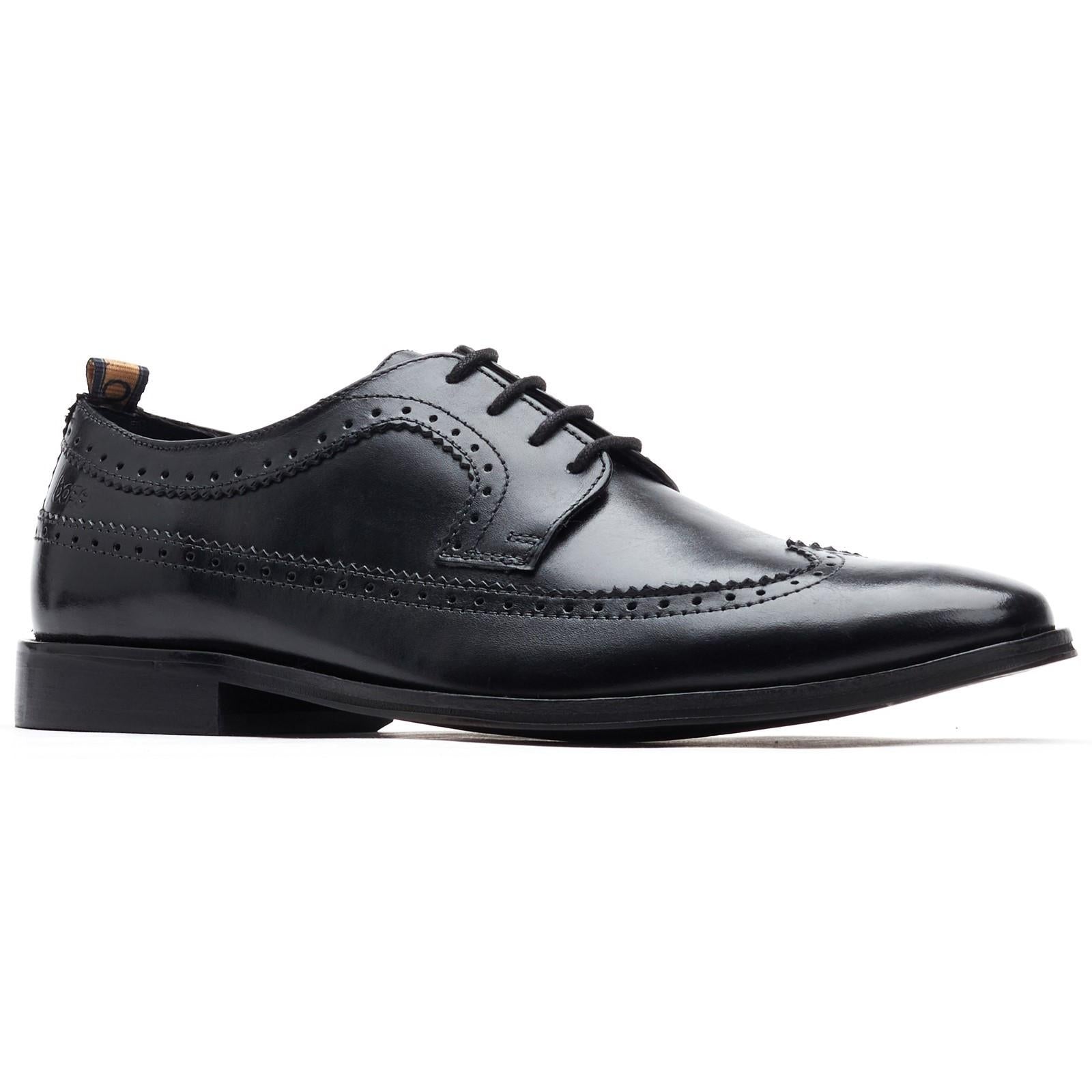 Black - Front - Base London Mens Havisham Leather Derby Shoes