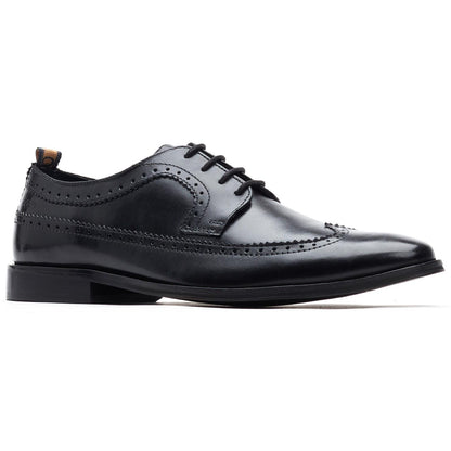 Black - Front - Base London Mens Havisham Leather Derby Shoes