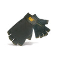 Black - Front - Caterpillar 12202 Reversed Half Finger Pig Skin Gloves - Mens Gloves - Gloves