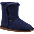 Navy - Front - Hush Puppies Womens-Ladies Ashleigh Suede Slipper Boots