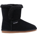Black - Back - Hush Puppies Womens-Ladies Ashleigh Suede Slipper Boots