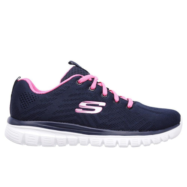 Navy-Pink - Back - Skechers Womens-Ladies Graceful Get Connected Trainers