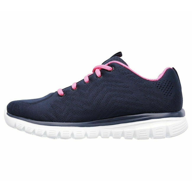 Navy-Pink - Side - Skechers Womens-Ladies Graceful Get Connected Trainers