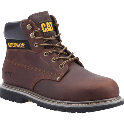 Brown - Front - Caterpillar Mens Powerplant S3 Leather Safety Boots