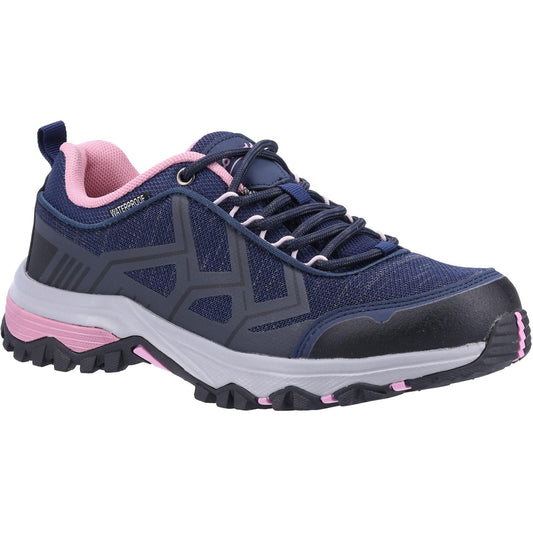 Navy-Pink - Front - Cotswold Womens-Ladies Wychwood Low WP Walking Shoes