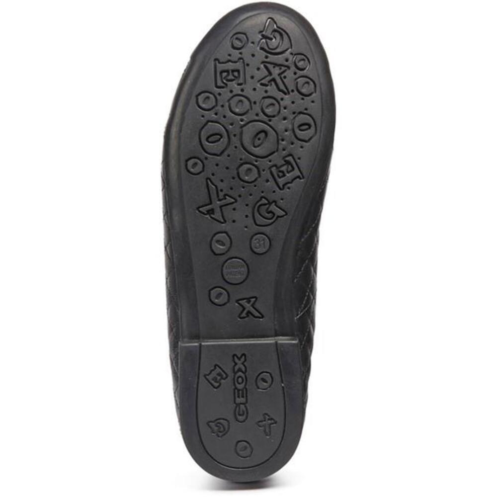 Black - Side - Geox Girls Bow Leather School Shoes