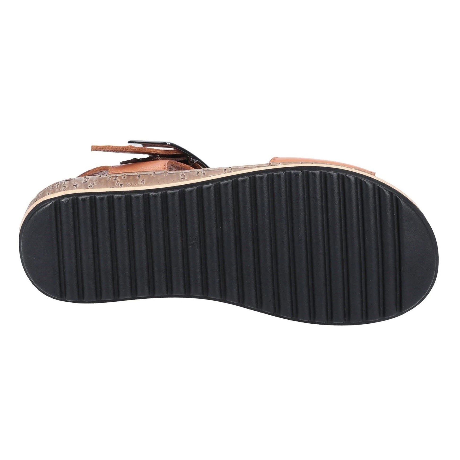 Tan - Lifestyle - Hush Puppies Womens-Ladies Ellie Leather Wedge Sandals
