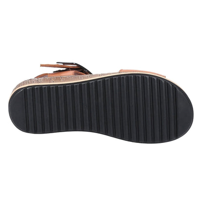 Tan - Lifestyle - Hush Puppies Womens-Ladies Ellie Leather Wedge Sandals