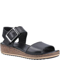 Black - Front - Hush Puppies Womens-Ladies Ellie Leather Wedge Sandals