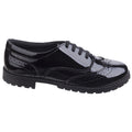 Black - Back - Hush Puppies Girls Eadie Patent Leather School Shoes