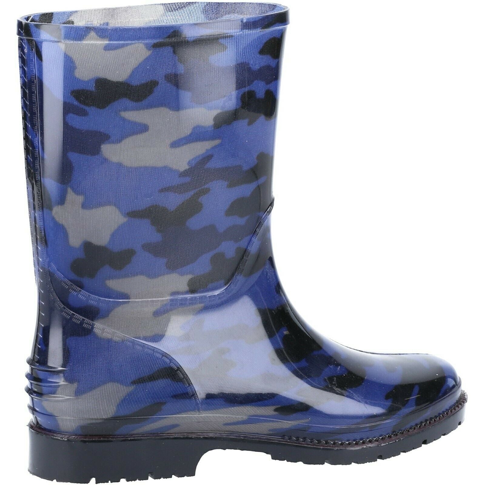 Navy - Side - Cotswold Childrens-Kids PVC Wellington Boots