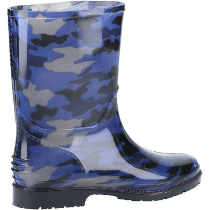 Navy - Side - Cotswold Childrens-Kids PVC Wellington Boots