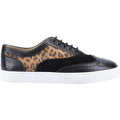 Black-Brown - Back - Hush Puppies Womens-Ladies Tammy Leopard Print Leather Brogues