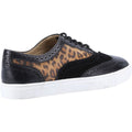 Black-Brown - Side - Hush Puppies Womens-Ladies Tammy Leopard Print Leather Brogues
