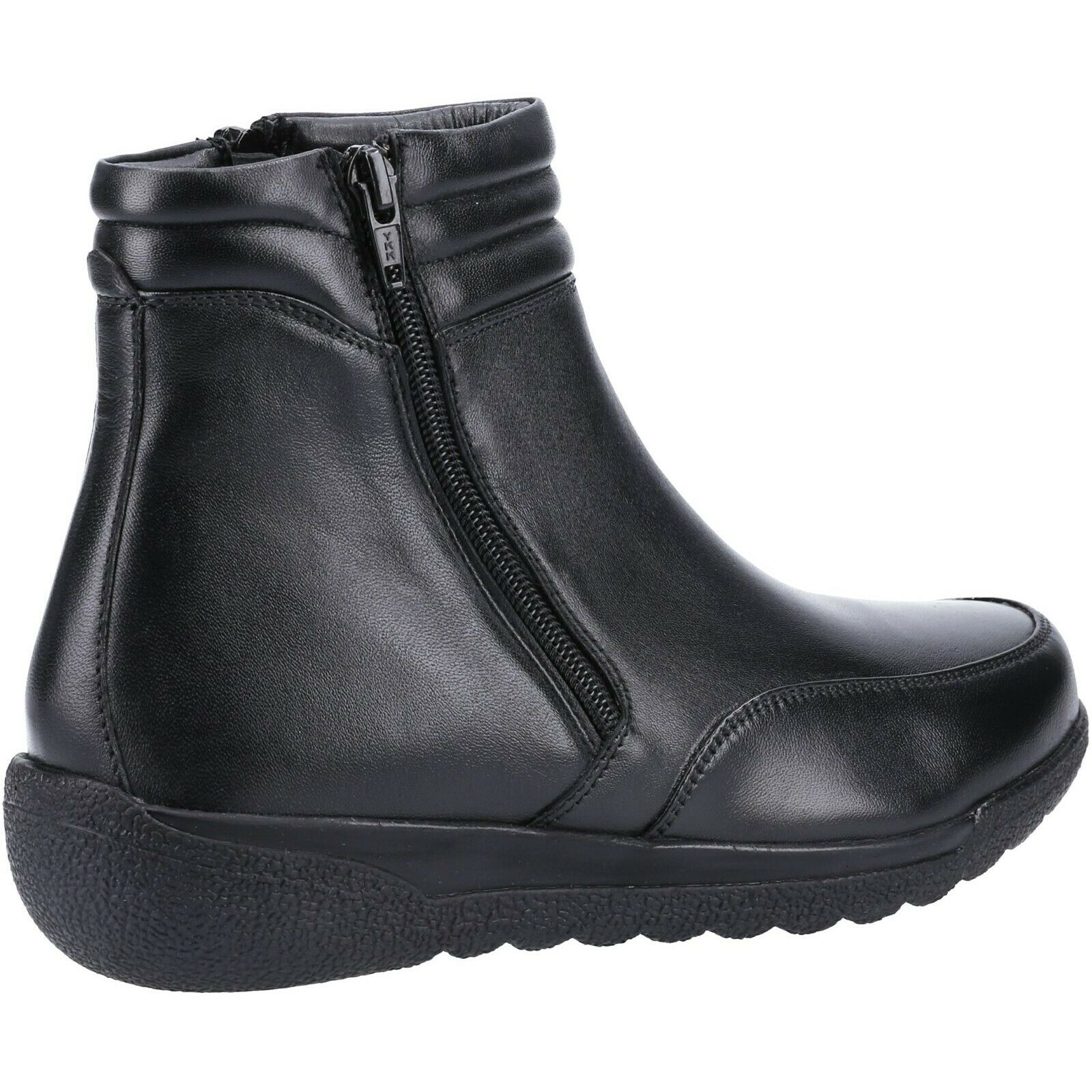 Black - Side - Fleet & Foster Womens-Ladies Morocco Twin Zip Leather Ankle Boots