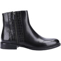 Black - Back - Hush Puppies Womens-Ladies Frances Crocodile Leather Ankle Boots