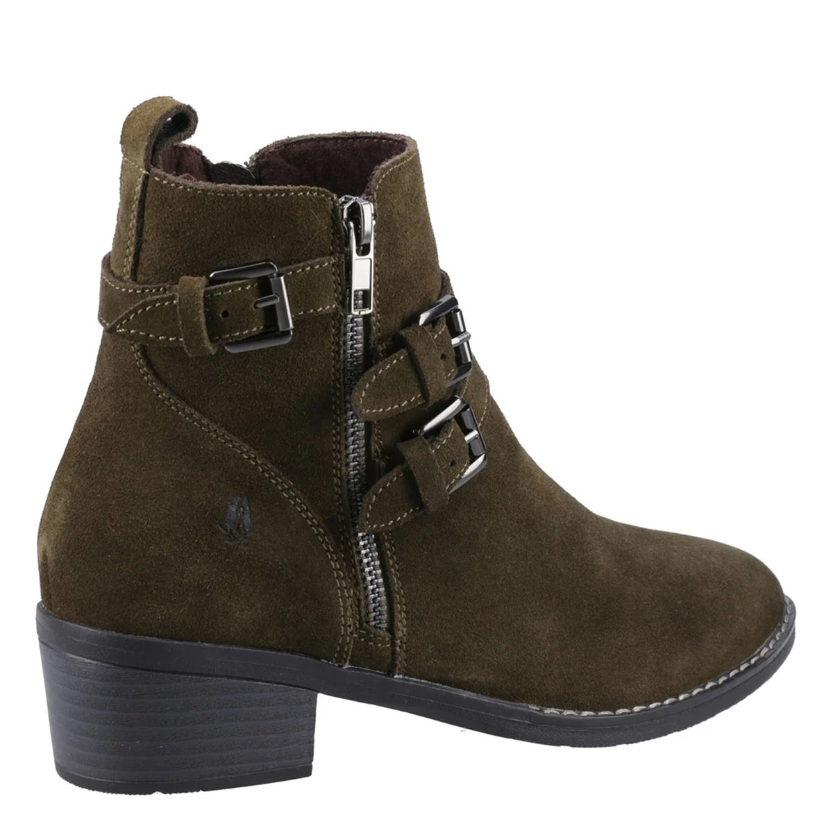Khaki Brown - Back - Hush Puppies Womens-Ladies Jenna Leather Ankle Boots