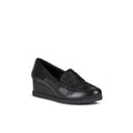 Black - Front - Geox Womens-Ladies Anylla Leather Wedge Moccasins
