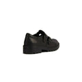 Black - Side - Geox Girls Casey Leather School Shoes