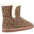 Brown - Side - Hush Puppies Womens-Ladies Ashleigh Leopard Print Suede Slipper Boots