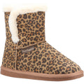 Brown - Front - Hush Puppies Womens-Ladies Ashleigh Leopard Print Suede Slipper Boots