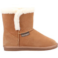 Tan - Back - Hush Puppies Womens-Ladies Ashleigh Suede Slipper Boots