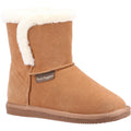 Tan - Front - Hush Puppies Womens-Ladies Ashleigh Suede Slipper Boots