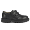 Black - Back - Geox Boys Shaylax Double Row Leather School Shoes