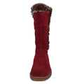 Burgundy - Close up - Hush Puppies Womens-Ladies Megan Suede Mid Calf Boots
