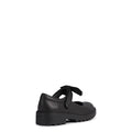 Black - Side - Geox Girls Casey Bow Leather School Shoes