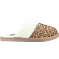 Brown-White - Back - Hush Puppies Womens-Ladies Arianna Leopard Print Suede Slippers