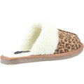 Brown-White - Side - Hush Puppies Womens-Ladies Arianna Leopard Print Suede Slippers
