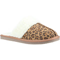 Brown-White - Front - Hush Puppies Womens-Ladies Arianna Leopard Print Suede Slippers