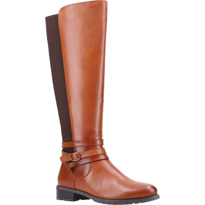 Tan - Front - Hush Puppies Womens-Ladies Vanessa Leather Calf Boots