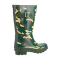 Green-Brown-Cream - Back - Cotswold Boys Innsworth Camo Wellington Boots